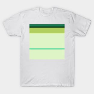 A shocking harmonization of Salem, Medium Aquamarine, Very Light Green, Pine and June Bud stripes. T-Shirt